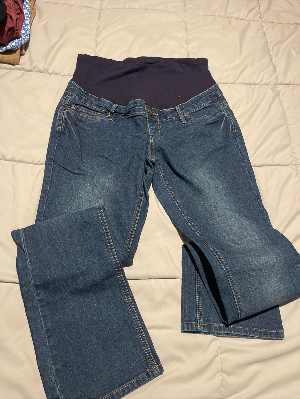 Hybrid & company Dark Blue Maternity Boot Cut Jeans with Navy Panel